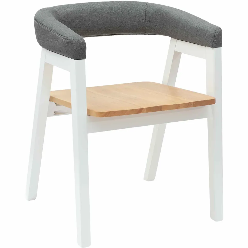 vidaXL Eettafelstoelen 2 st Massief Rubberhout Wit 54 x 57 x 73 cm, foto 4
