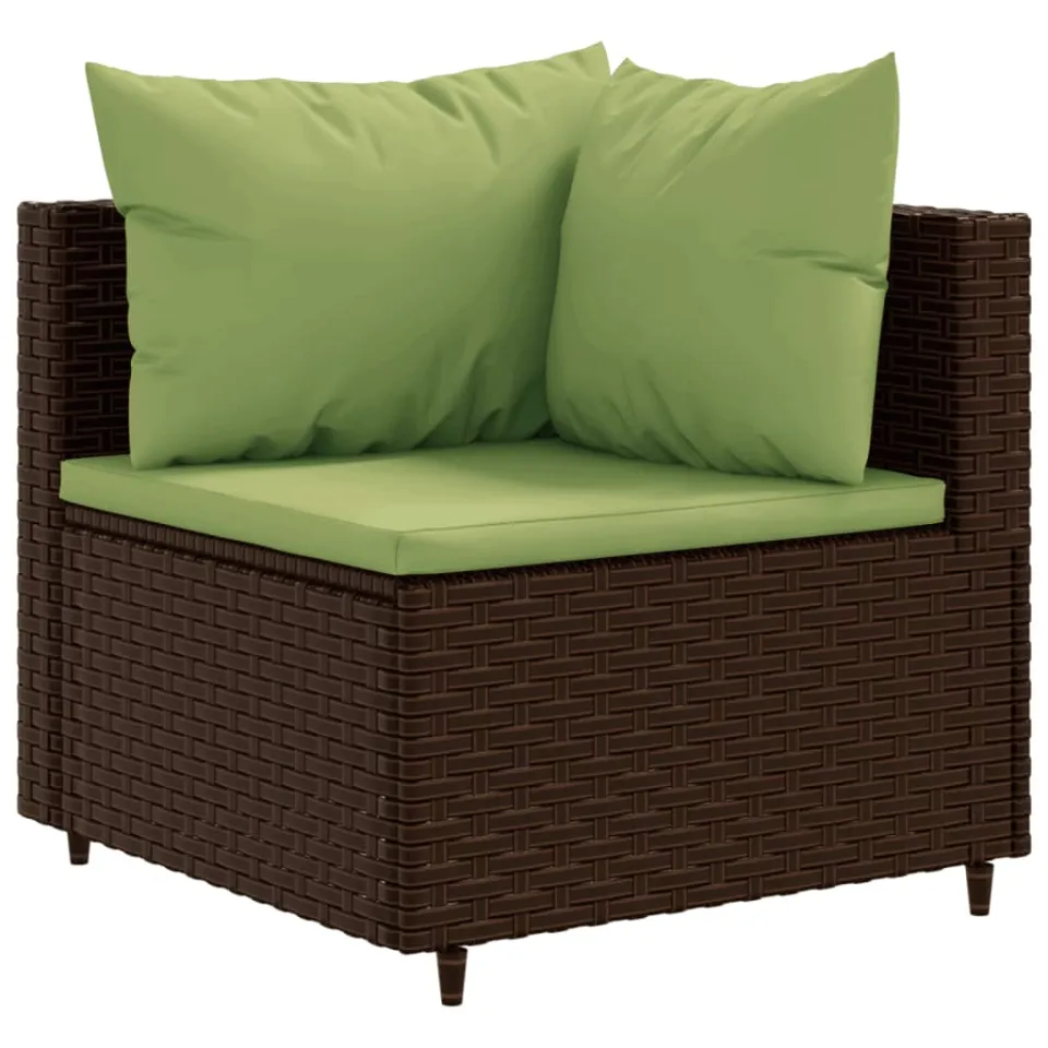 vidaXL 9-delige Loungeset met kussens poly rattan bruin, foto 4
