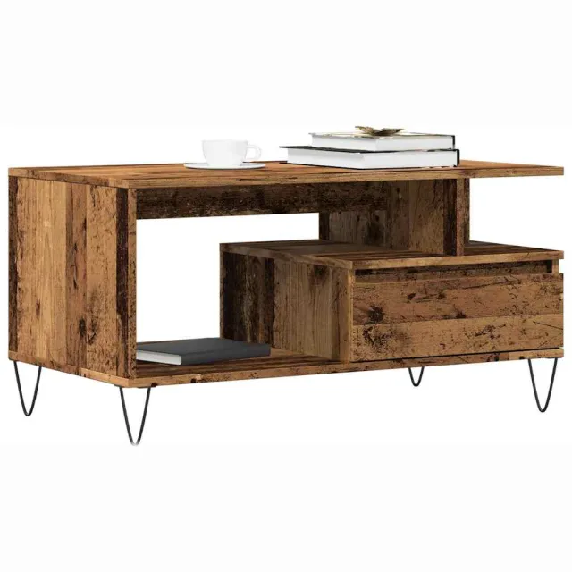 vidaXL Salontafel 90x49x45 cm bewerkt hout oud houtkleurig Bruin