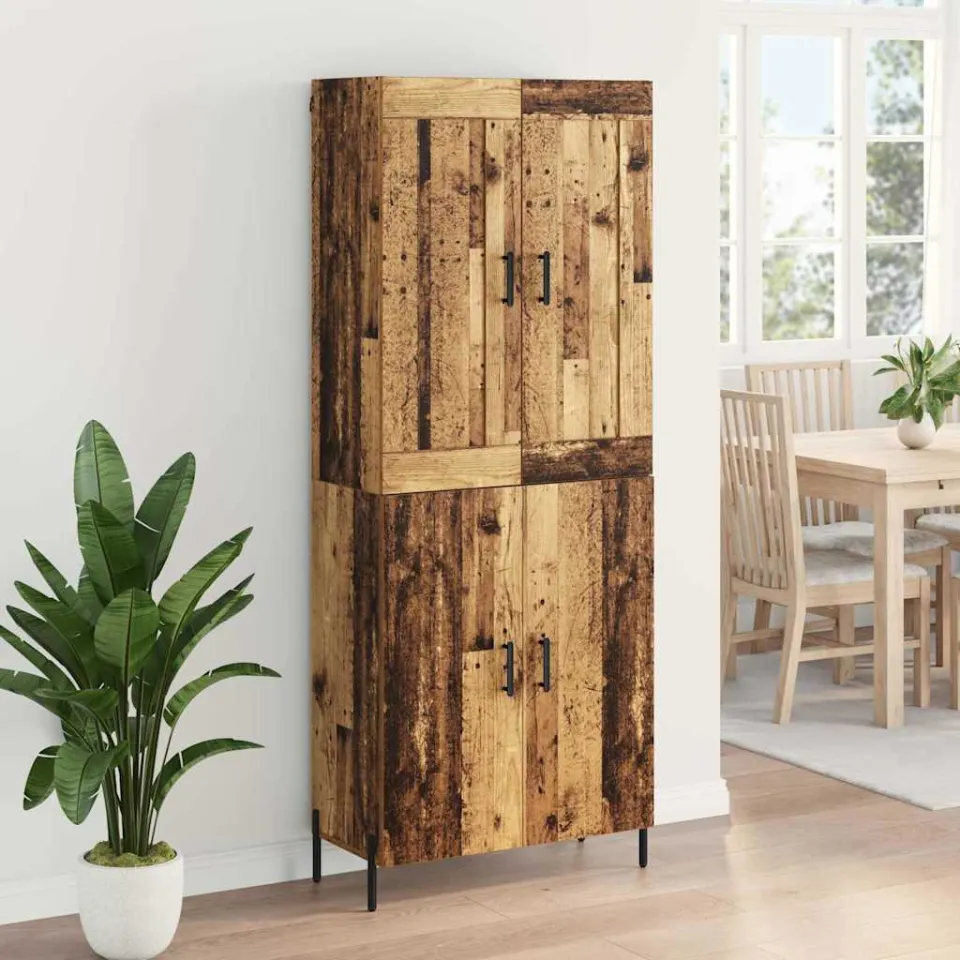vidaXL Hoge kast 2 st Oud Hout 69,5 x 34 x 180 cm Bewerkt hout bruin, foto 4