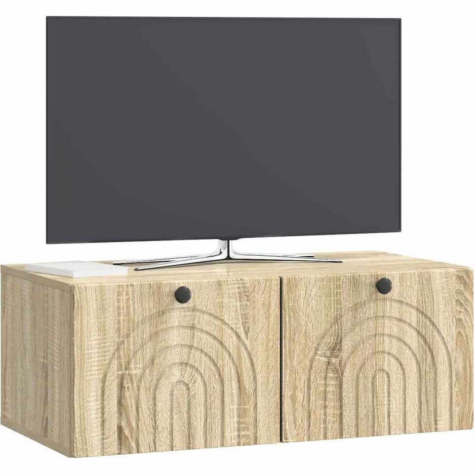 vidaXL Wandbeugel TV-kast Sonoma Eiken 78,5 x 41 x 30 cm Bewerkt hout, foto 3