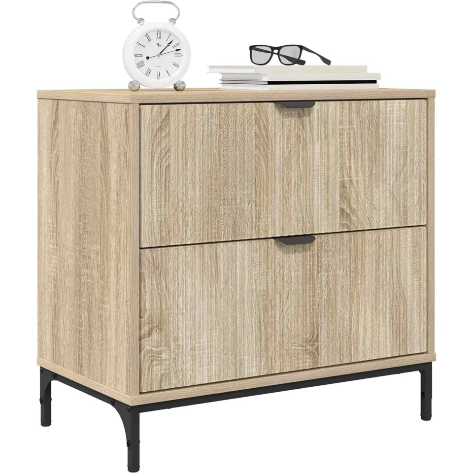 vidaXL Nachtkastje Sonoma eiken 63.5 x 36 x 61 cm Bewerkt hout