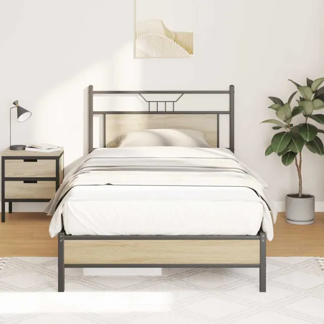 vidaXL Bedframe zonder matras 107x203cm spaanplaat sonoma eikenkleurig