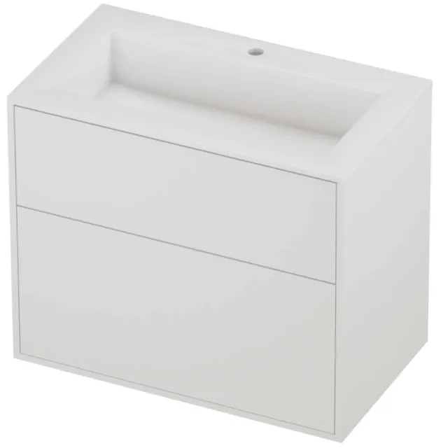 Proline Aristo Badmeubelset Polystone Elegant 1 Kraangat 80x46x67 cm Glans Wit Mat White Mat Wit