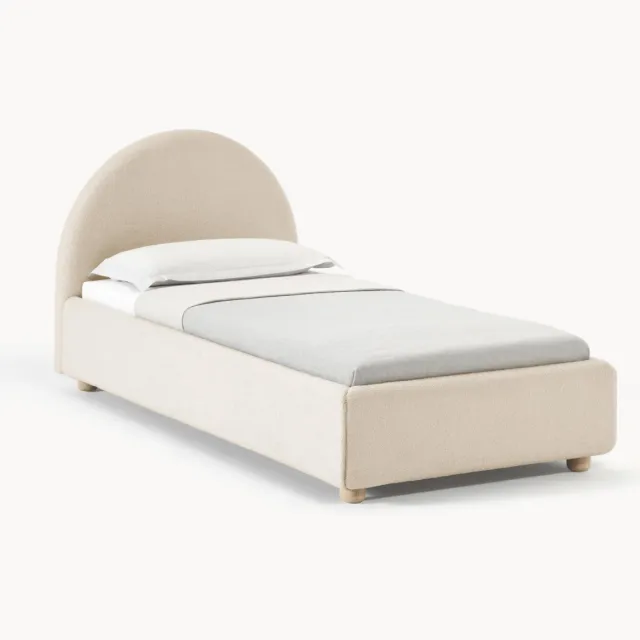 Westwing Collection Bouclé eenpersoonsbed Ebba Beige