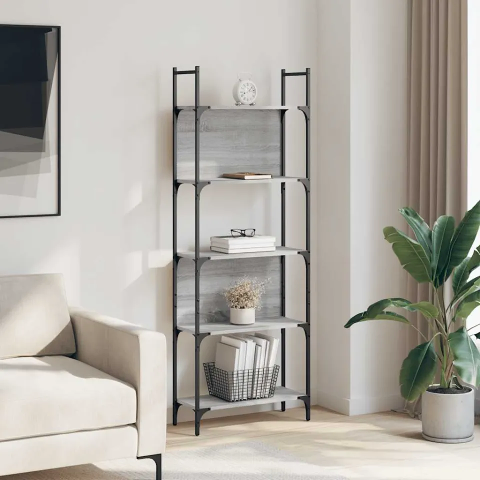 vidaXL Boekenkast 5-laags 60,5x24x166,5 cm bewerkt hout grijs sonoma, foto 2