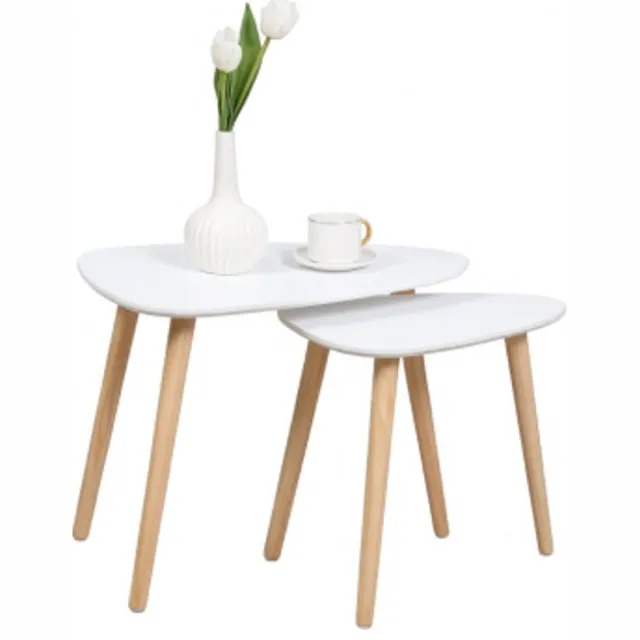 Rolipo Salontafel Set van 2 - Scandinavische - modulaire uitschuifbare salontafel - nesting tafels 2 stuks - ruimtebesparend - woonkamer - 59,5cm - wit