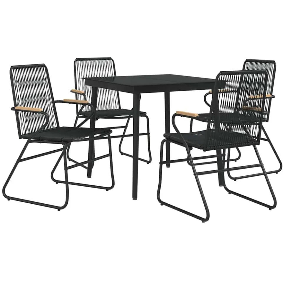 vidaXL 5-delige Tuinset PVC-rattan zwart