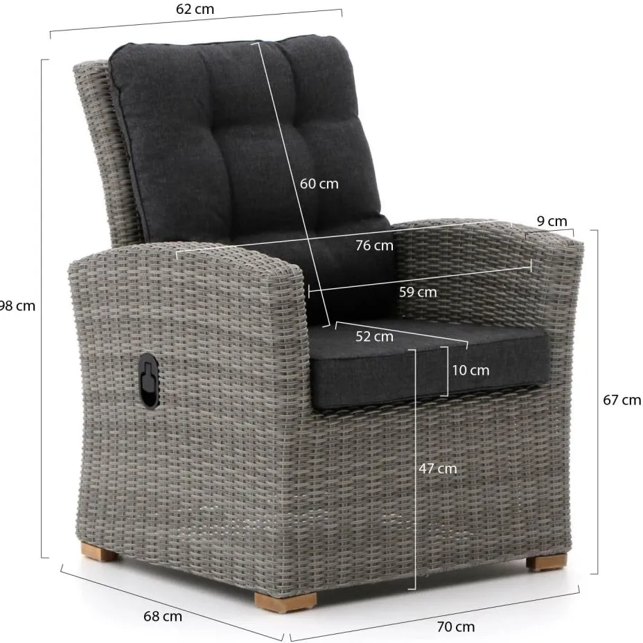 Intenso Furniture Intenso Mazzano lounge tuinstoel verstelbaar met voetenbank grijs, foto 2