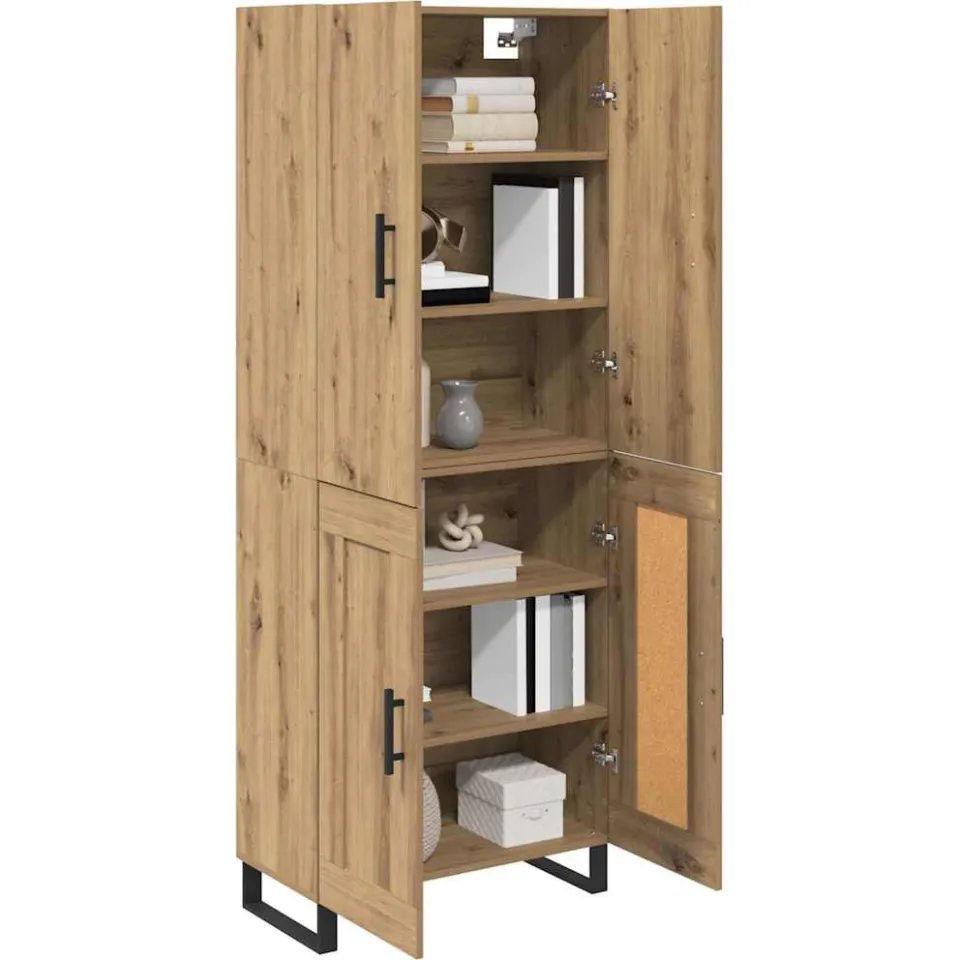vidaXL Hoge kast 2 st Artisan Eiken 69,5 x 34 x 180 cm Bruin