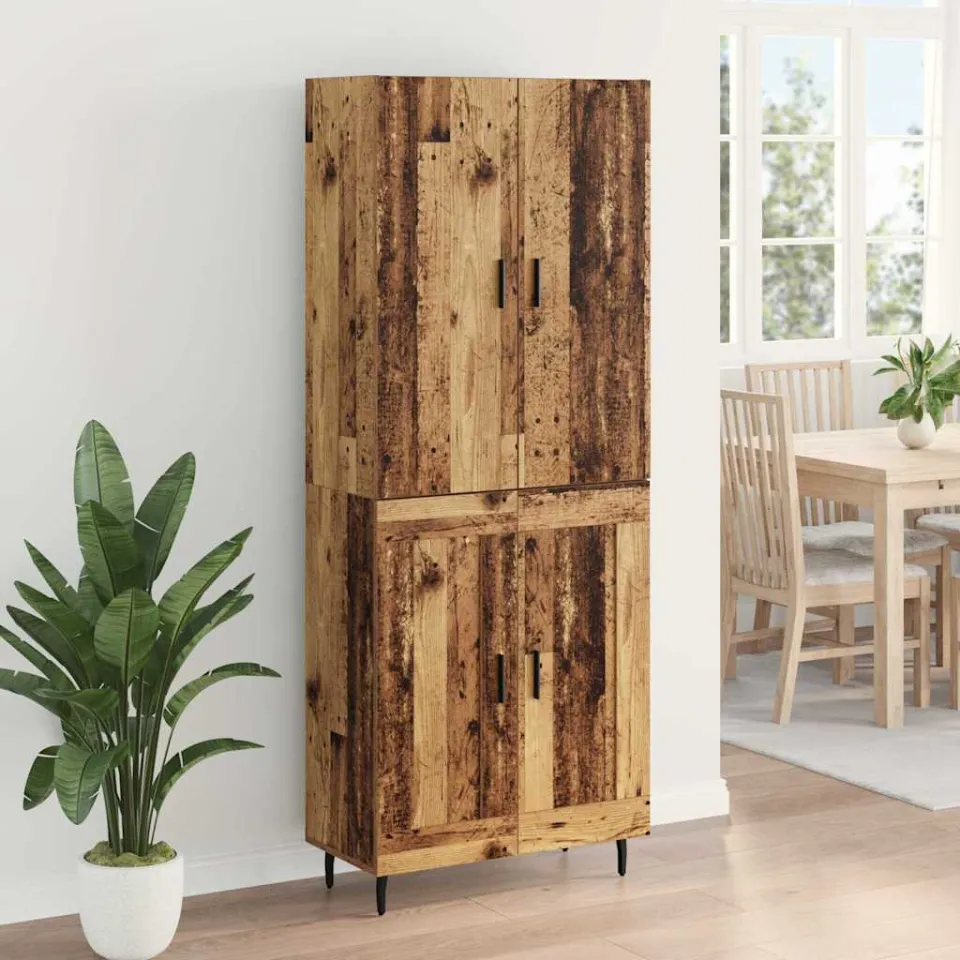 vidaXL Hoge kast 2 st Oud Hout 69,5 x 34 x 180 cm Bewerkt hout bruin, foto 3