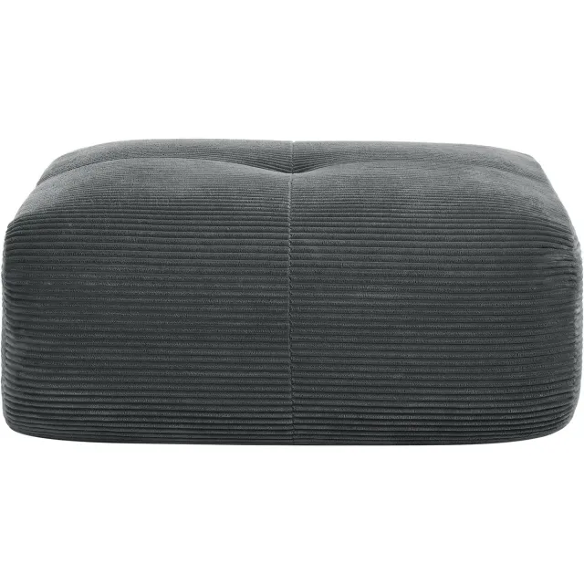 MUVANO Hocker Grijs - Grijze Ribstof Poef Voor Hoekbank - Ergonomische Voetenbank Met Antislip Bodem - 92,5x75x40 cm - Zonder Montage - Woonkamer Grijs