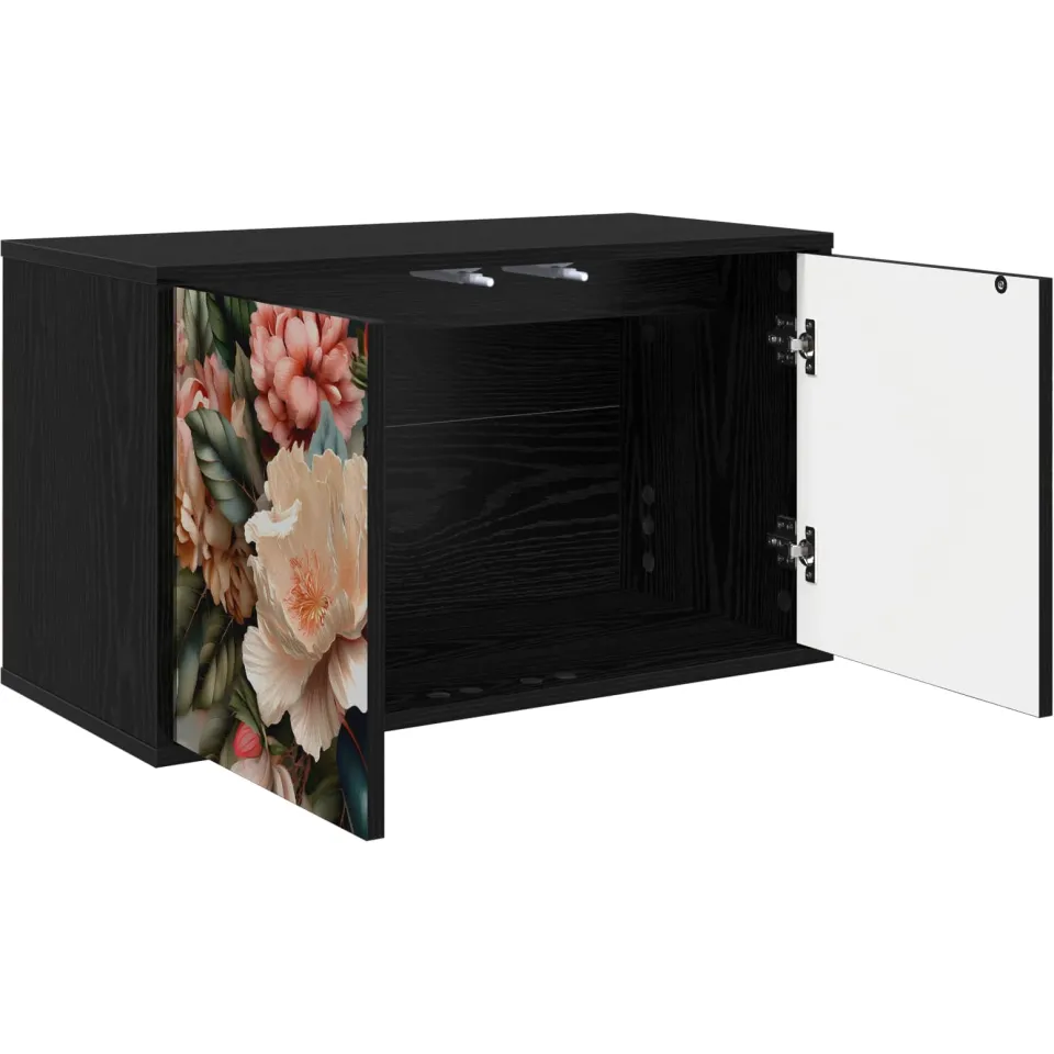 vidaXL Wandgemonteerd tv-meubel BORNE 69 x 33 x 40 cm Zwart eiken