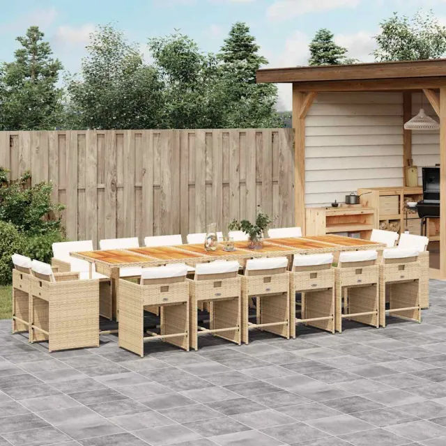vidaXL 17-delige Tuinset met kussens poly rattan beige, foto 2