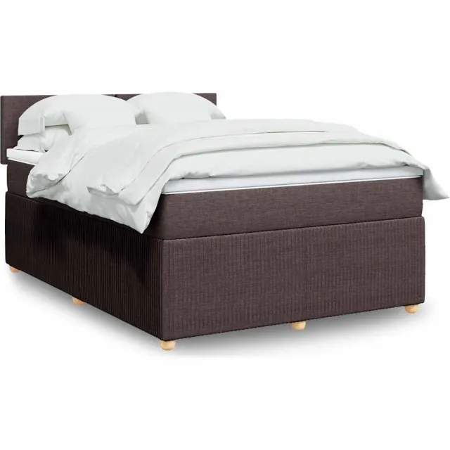 vidaXL Boxspring met matras stof donkerbruin 140x190 cm bruin