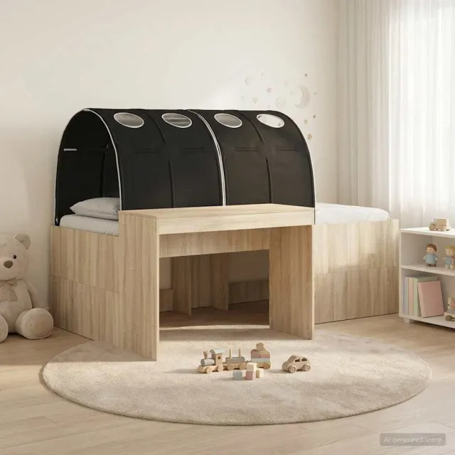vidaXL Bedframe met tunnel 3 st Sonoma Eiken en Zwart 80 x 200 cm Bruin