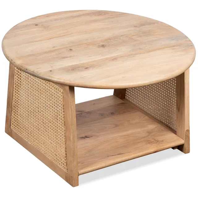 Lewis & Loft Salontafel Lene - Rond - Rotan - FSC-gecertificeerd mangohout - Naturel
