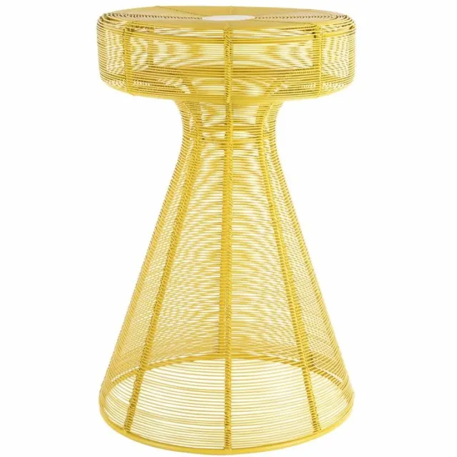 Leitmotiv Bijzettafel Cuerda Corcho - Goudgeel - 30.5x30.5x46.5cm - Modern