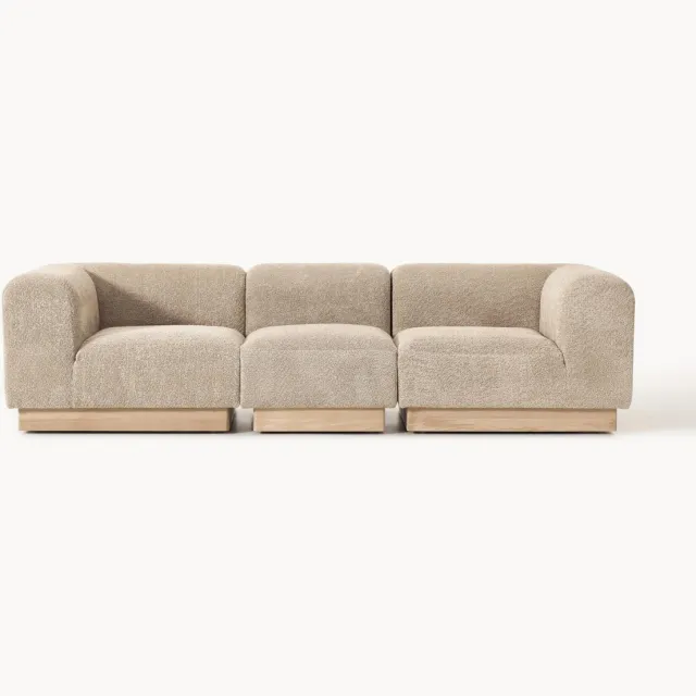 Westwing Collection Modulaire bank Natalie (3-zits) van teddy-bouclé Beige