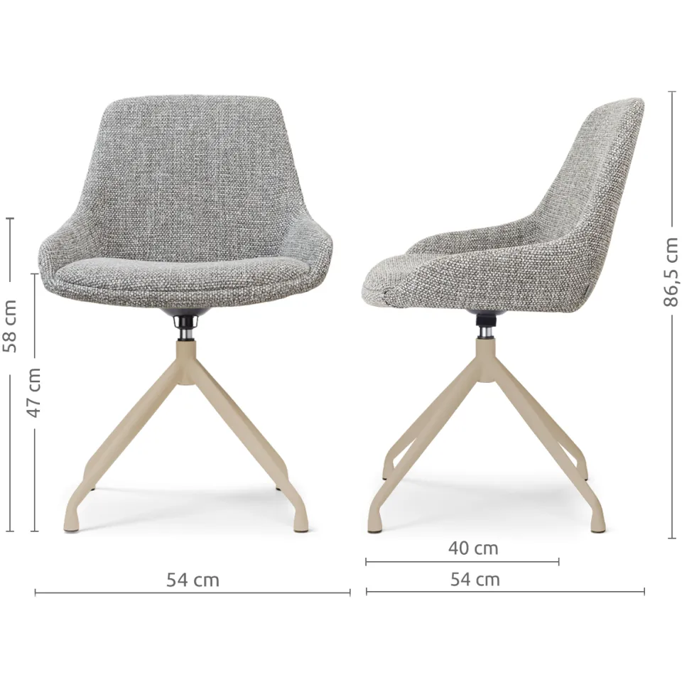 Nolon Nola-Isa draaibare eetkamerstoel grijs blend - beige onderstel, foto 2