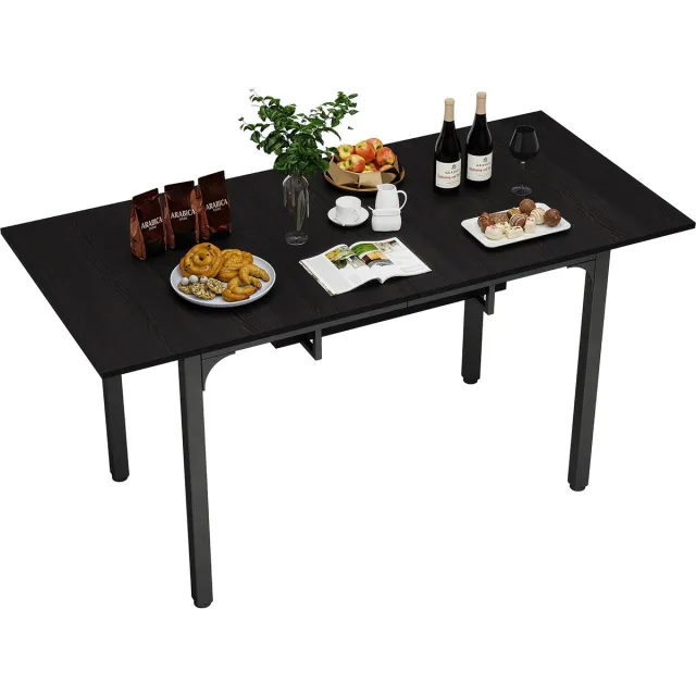 Puluomis Uitschuifbare eettafel - 149x75x70 cm (L×B×H) - Zwart - Geschikt voor 4-6 personen
