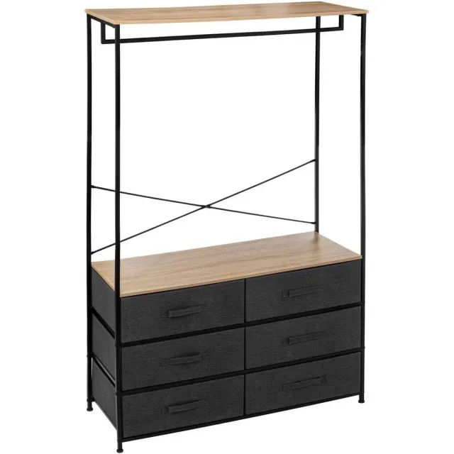 5 Five Simply Smart 5five Tissa - Kledingkast - 6 laden - Kledingroede Zwart / Grijs