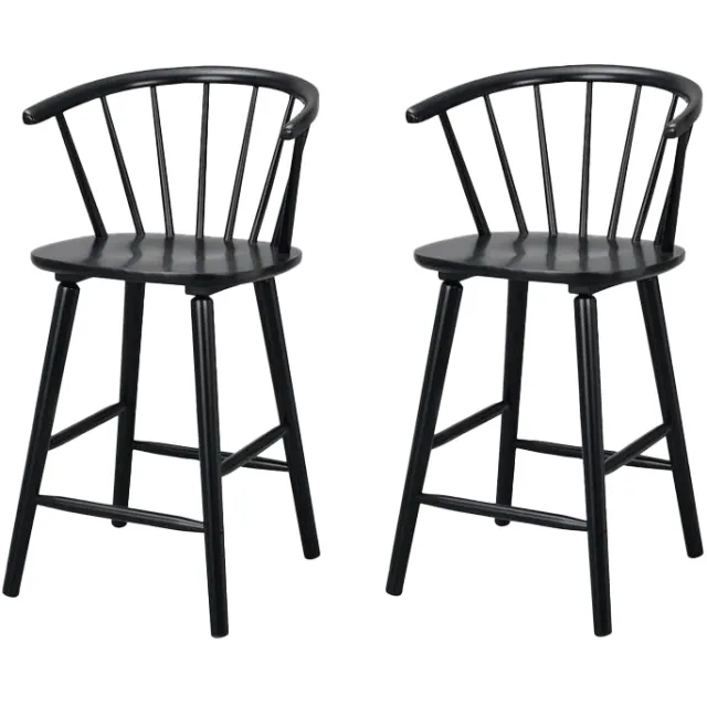 Rowico Home Carmen houten spijlen barkruk zwart - 65 cm - set van 2