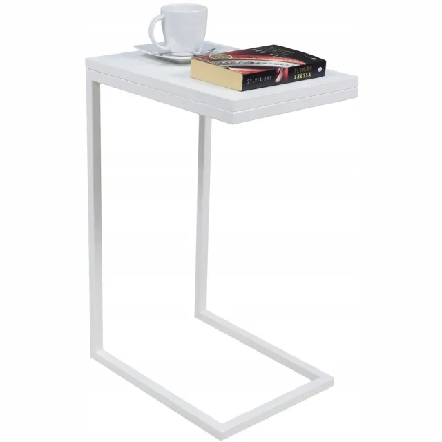 FutuStal Serie - Bijzettafel - Wit Mat - Metalen Basis - Laminaten Blad