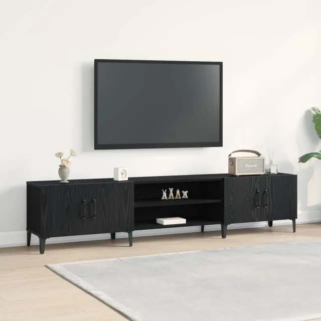 vidaXL TV-kast 180 x 31,5 x 40 cm Zwart Eiken Bewerkt hout, foto 2