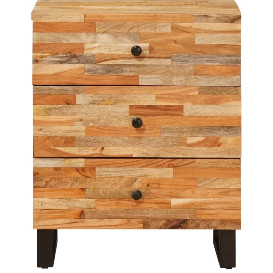 vidaXL Bed kast met lade Bruin 50 x 33 x 62 cm Massief Mango Hout, foto 3
