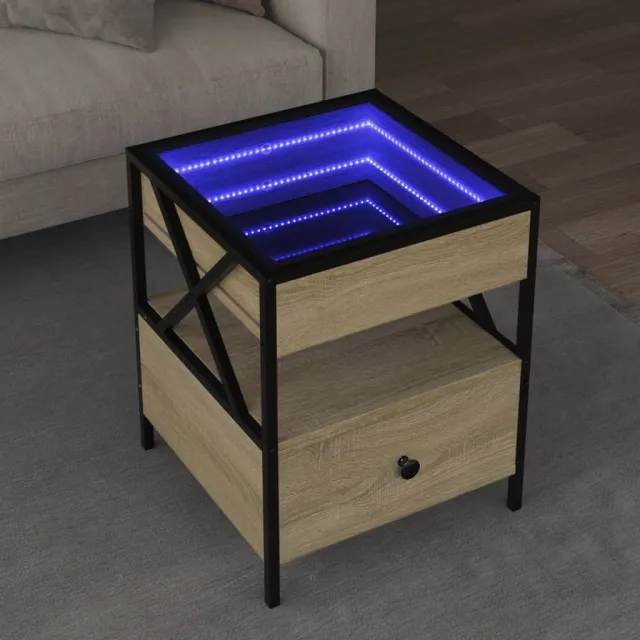 vidaXL Salontafel met Infinity LED 40x40x51 cm sonoma eikenkleurig Bruin