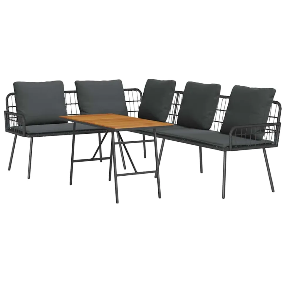 vidaXL Tuinbankenset 2 st Zwart poly rattan