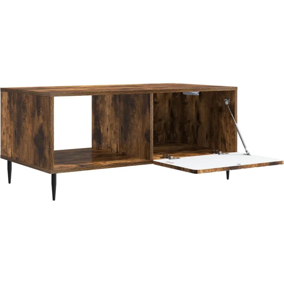 vidaXL Salontafel Gerookt eiken 90 x 50 x 40 cm Bewerkt hout, foto 3