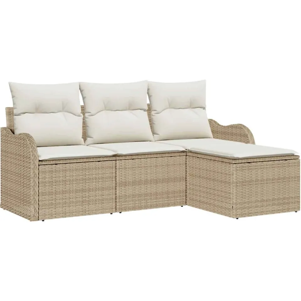vidaXL Tuin Sofa Set 4 st Beige poly rattan