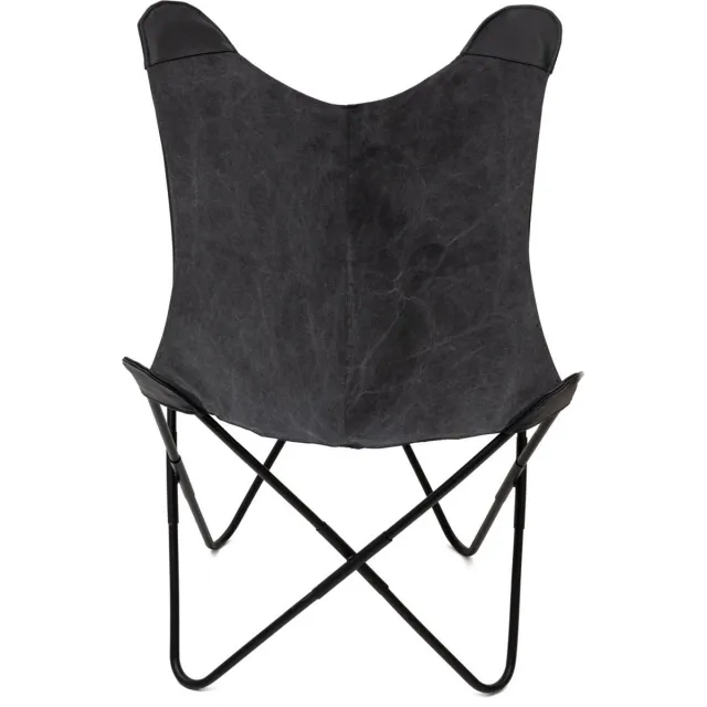 Homla Fauteuil | BUTTERFLY | met metalen frame - zwarte stof | 70x80x102 cm | ALL 807072