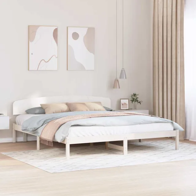 vidaXL Bedframe met hoofdeinde Wit 180 x 200 cm Massief grenenhout