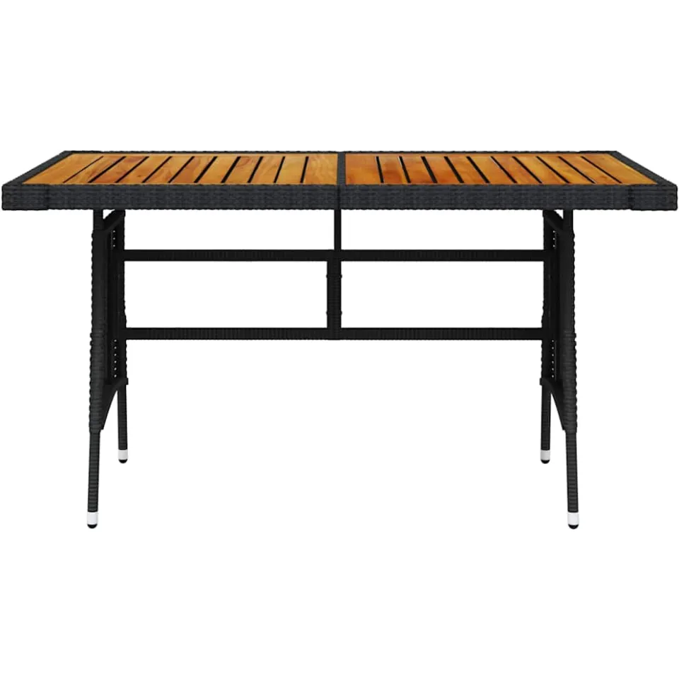 vidaXL Tuintafel 130x70x72 cm poly rattan en massief acaciahout zwart