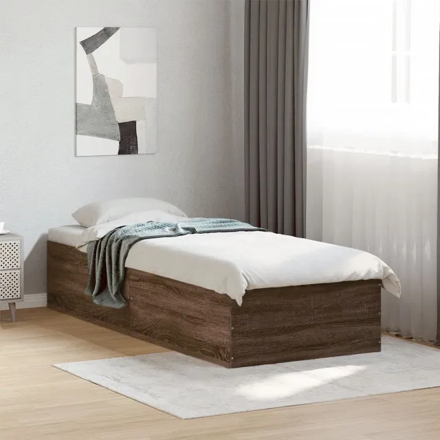 vidaXL Bedframe bewerkt hout bruin eikenkleur 100x200 cm
