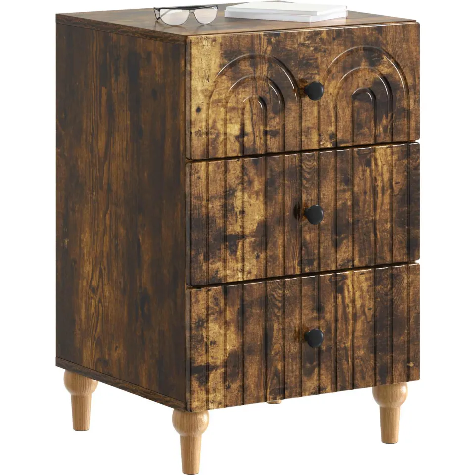 vidaXL Nachtkastje Gerookt eiken 43x 41 x 66,5 cm Bewerkt hout Bruin