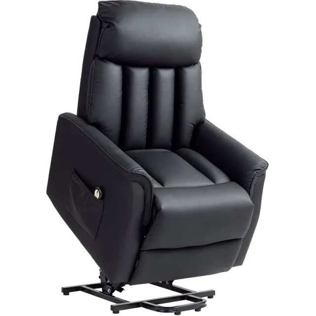 Homona Elektrische sta-opfauteuil - Met afstandsbediening en zijvak - Met voetensteun - Kunstleer - 80 x 94 x 104 cm - Zwart