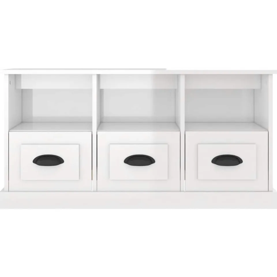 vidaXL Tv-meubel 100x35x50 cm bewerkt hout hoogglans wit, foto 4