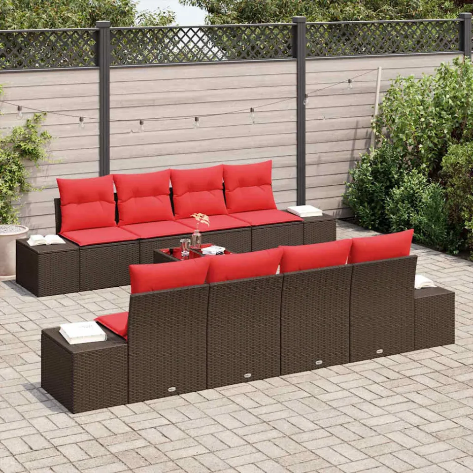 vidaXL Tuin Sofa Set 9 st Bruin poly rattan, foto 3