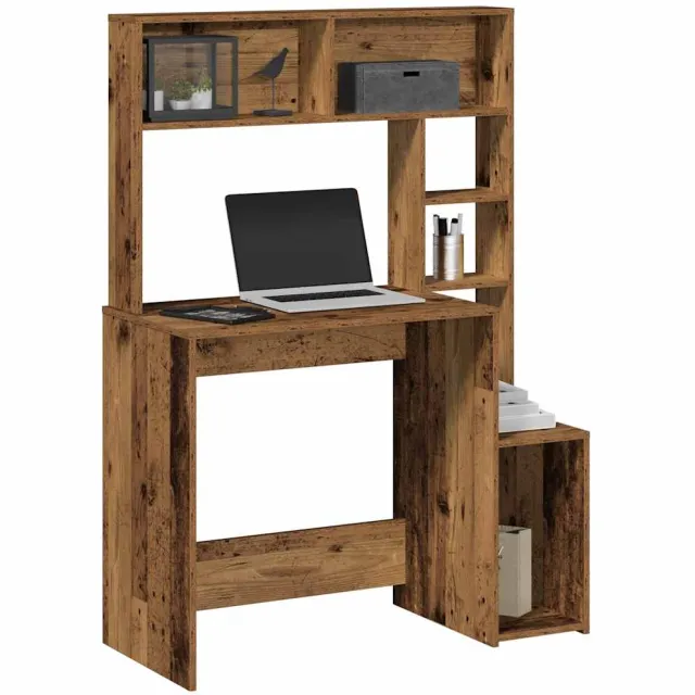 vidaXL Bureau met schappen 100x45x140 cm bewerkt hout oud houtkleurig Bruin