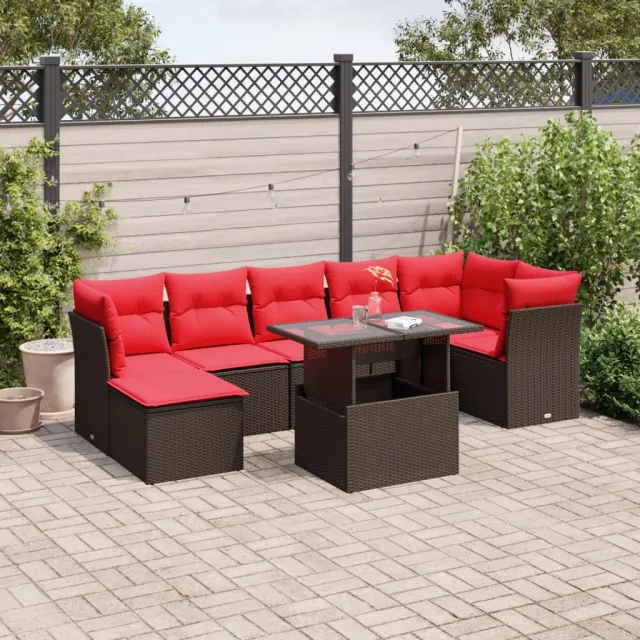 vidaXL 8-delige tuinbankset met kussens, bruin polyrotan, foto 2