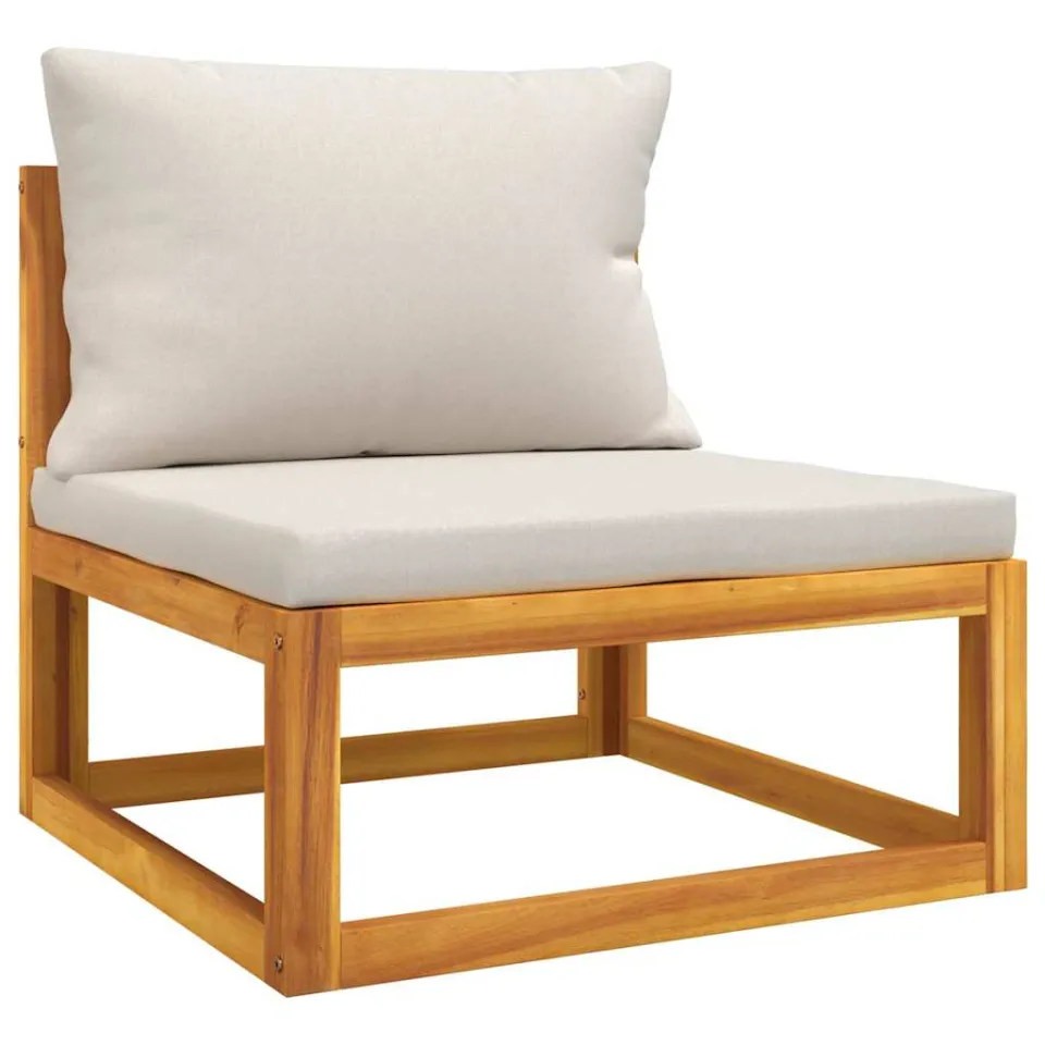 vidaXL 7-delige Loungeset met lichtgrijze kussens massief hout bruin, foto 4