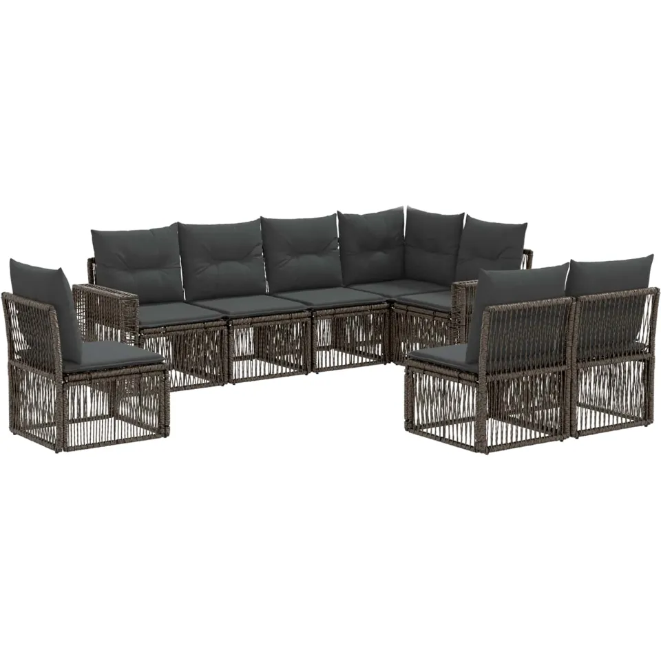 vidaXL Tuinbankenset 8 st 8-zits Grijs en Donkergrijs poly rattan, foto 3