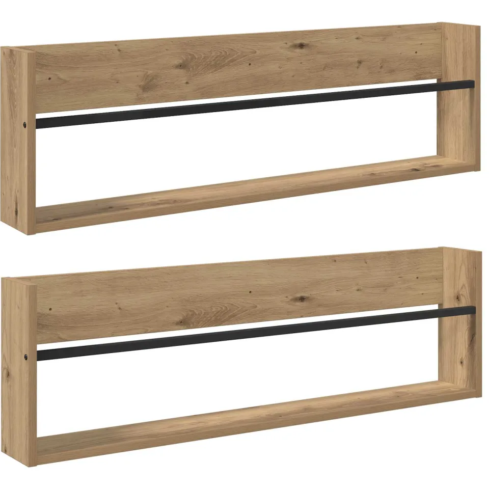 vidaXL Tijdschrift Rek met plank 2 st Artisan Eiken 100 x 12 x 30 cm, foto 3