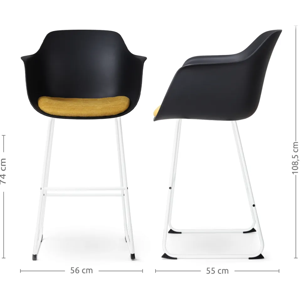 Nolon Nino-Puk barkruk zwart - wit onderstel - 75 cm
