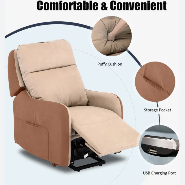 COMHOMA Elektrische Massagestoel - Met Power Lift en USB - Beige Stof