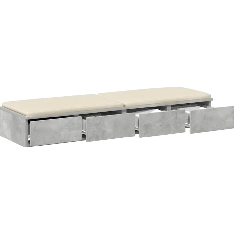 vidaXL Bedlades Beton Grijs 120 x 36,5 x 16,5 cm Bewerkt hout Wit